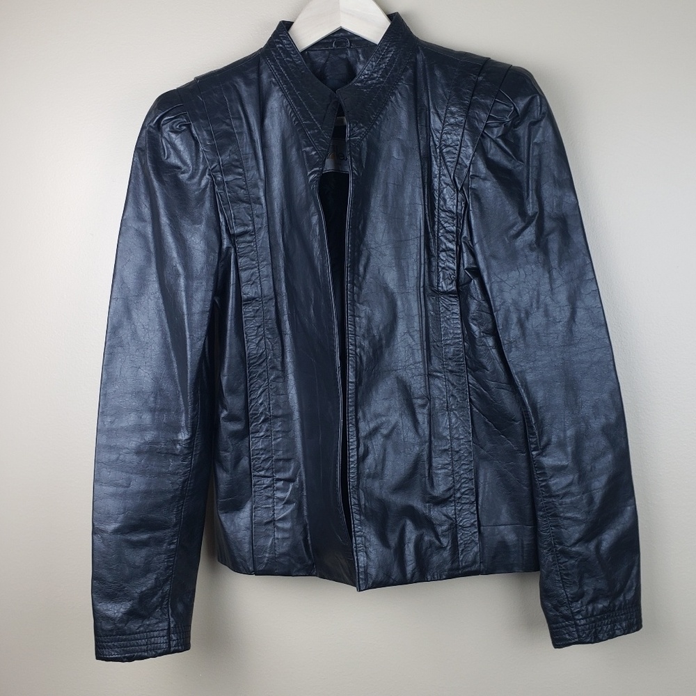 EUC Le Soleil Black Leather Jacket, Size 5/6